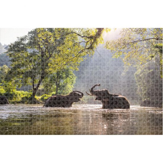 Puzzle 1000τμχ 73x48cm Animal Planet Ελέφαντες στη Λίμνη 5205698495403 Luna