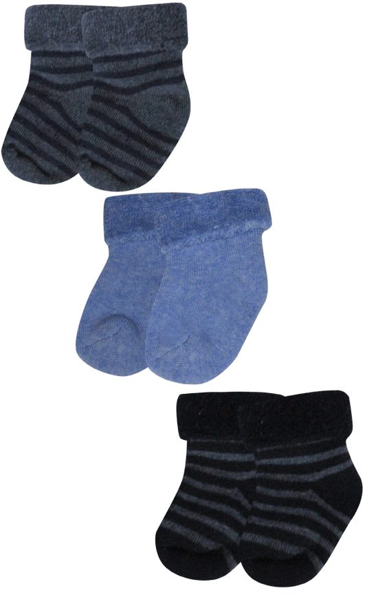 Βρεφικές Κάλτσες, Σετ 3 ζεύγη Πετσετέ Μπλε - Pretty Baby