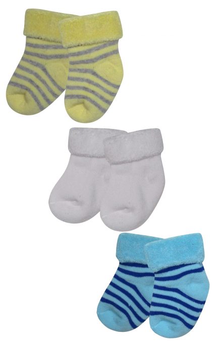 Βρεφικές Κάλτσες, Σετ 3 ζεύγη Πετσετέ Πολύχρωμες - Pretty Baby