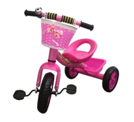 Τρίκυκλο ποδήλατο Μεταλλικό με 2 Καλάθια και Κουδούνι Ροζ 3+ 017.505BC-P , Zita Toys