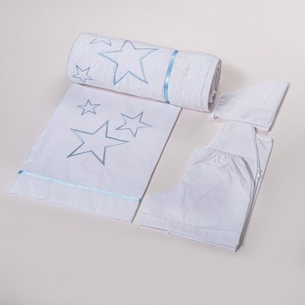 Βαπτιστικό Σετ Λαδόπανων για Αγόρι Λευκό-Σιέλ Stars - Λ186
