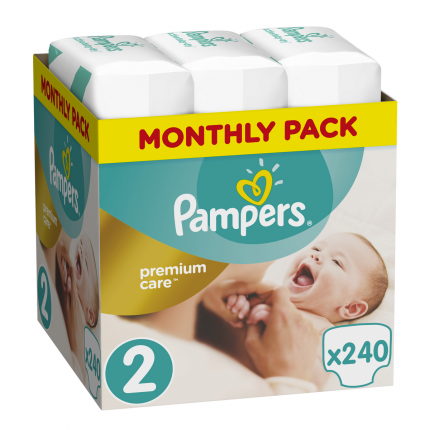 Πάνες Pampers Premium Care Monthly Pack No.2 (4-8 kg) 240 Πάνες - 27019