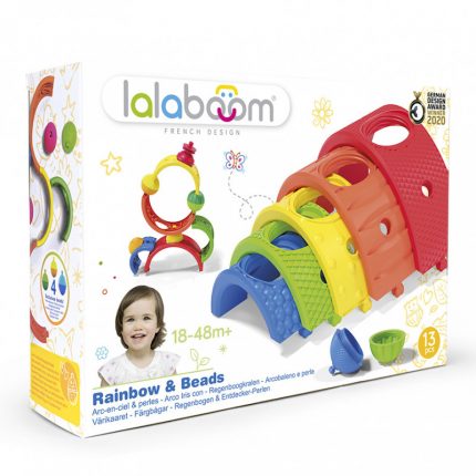 Lalaboom - Βρεφικό Παιχνίδι 13pcs Ουράνιο Τόξο & Χάντρες 10m+ - Montessori