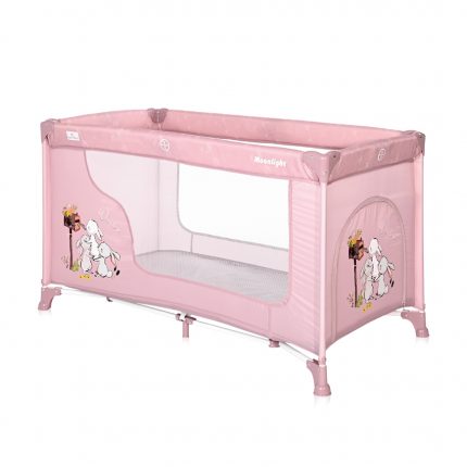 Lorelli Παιδικό παρκοκρέβατο MOONLIGHT 1 επίπεδο Beige Rose Rabbits 10080392153