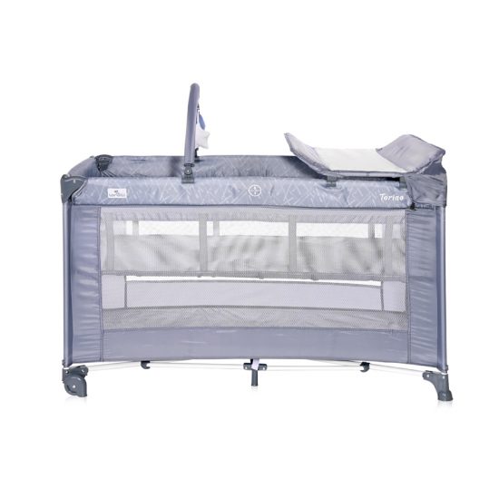 Lorelli Παιδικό παρκοκρέβατο TORINO 2 επίπεδα Silver Blue 10080472124