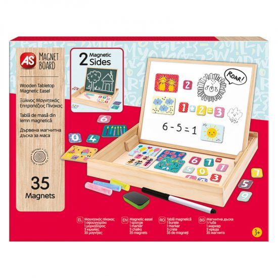 Magnet Box, Ξύλινος Μαγνητικός Επιτραπέζιος Πίνακας 2 Όψεων με 35 Μαγνήτες 3+ 1029-64054# - As Company