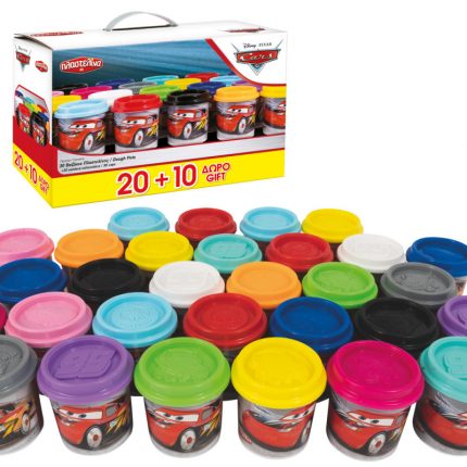 Πλαστελίνη Cars, Promo Πακέτο 20 Βαζάκια + 10 Δώρο και 30 Καπάκια - Καλουπάκια, σε μίγμα 13 χρώματα (3kg) - As Company