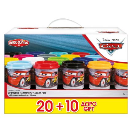 AS Πλαστελίνη Disney Cars 20 Βαζάκια + 10 Δώρο Με Καπάκια Καλουπάκια (13 Χρώματα) 3kg - As Company