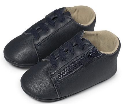 Babywalker Βαπτιστικά Δερμάτινα Παπούτσια Αγκαλιάς Μπλε Sneaker με Φερμουάρ MI1071