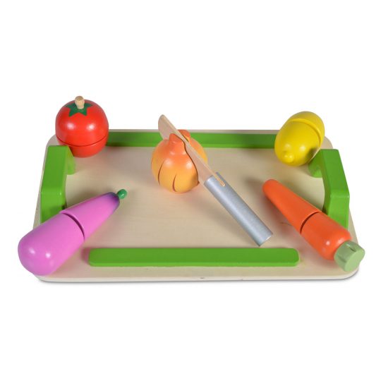 Ξύλινη Εκπαιδευτική Επιφάνεια Κοπής με Λαχανικά και Ξύλινο Μαχαίρι 4308 3800146221072 - Moni Toys