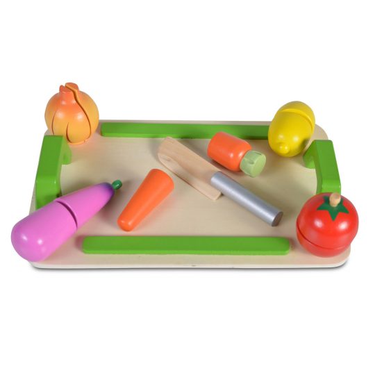 Ξύλινη Εκπαιδευτική Επιφάνεια Κοπής με Λαχανικά και Ξύλινο Μαχαίρι 4308 3800146221072 - Moni Toys