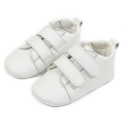 Babywalker Βαπτιστικό Παπουτσάκι Αγκαλιάς Δετό Sneaker με Διπλή Μπαρέτα Χρατς, σε Χρώμα Λευκό, MI1091