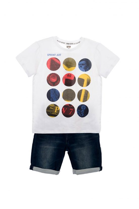 Sprint Παιδικό Σετ Μπλούζα Art - Σορτς τζιν για Αγόρι 100% Βαμβάκι - Pretty Baby