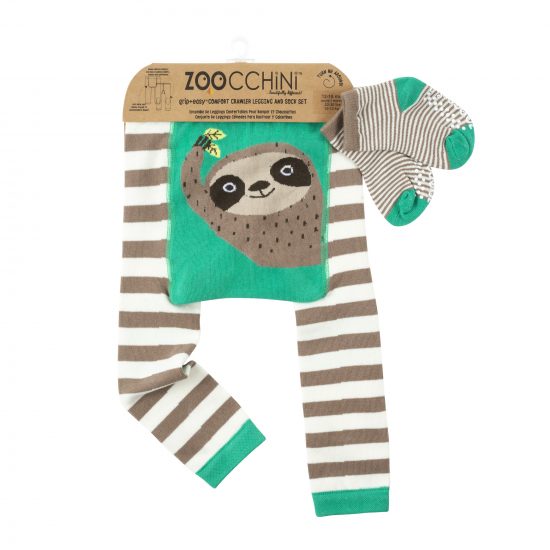 Grip+Easy Crawler Pants & Socks Set – Silas the Sloth - Zoocchini