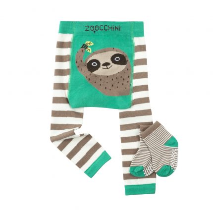 Grip+Easy Crawler Pants & Socks Set – Silas the Sloth - Zoocchini