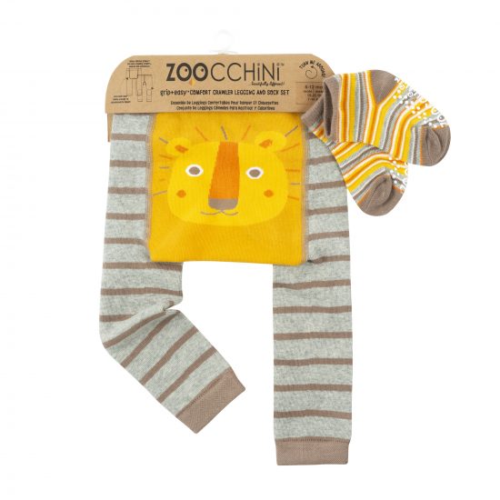 Grip+Easy Crawler Pants & Socks Set – Leo the Lion - Zoocchini