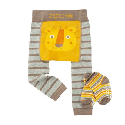 Grip+Easy Crawler Pants & Socks Set – Leo the Lion - Zoocchini