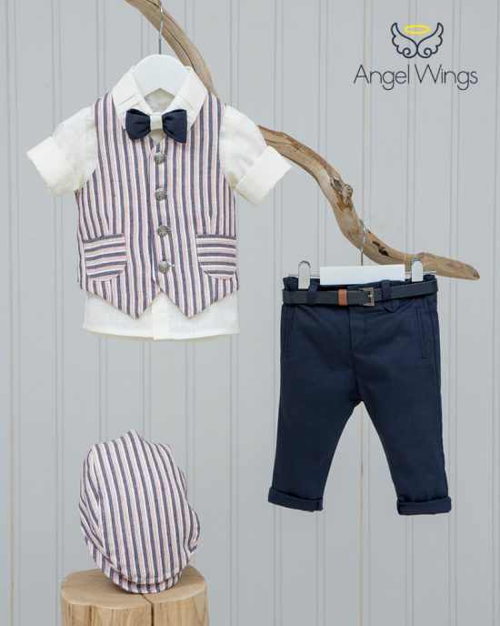 Βαπτιστικό κοστουμάκι για αγόρι 134 Μπλε-Ροζ, Angel Wings