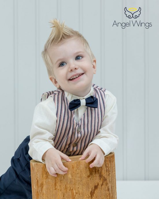Βαπτιστικό κοστουμάκι για αγόρι 134 Μπλε-Ροζ, Angel Wings