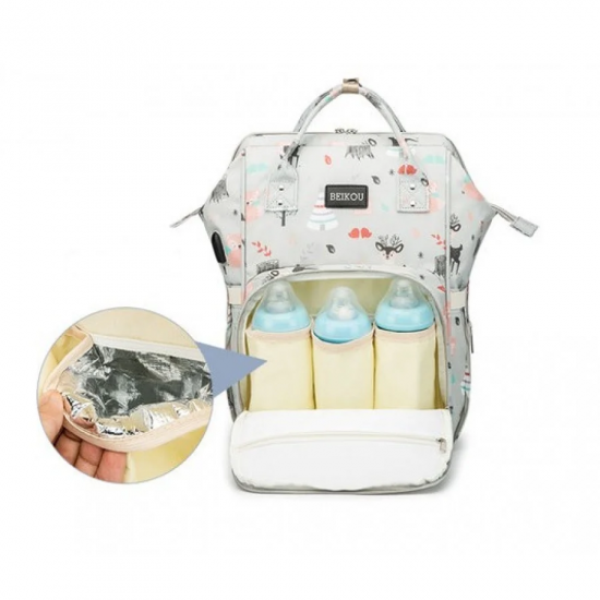 Τσάντα Πλάτης Μωρού Παραλλαγής Λευκό-Ροζ-Μπλε B-263 Beikou