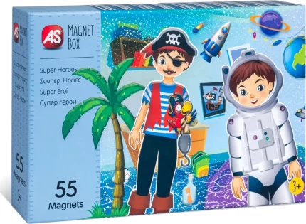 AS Magnet Box Σούπερ Ήρωες 55 Εκπαιδευτικοί Χάρτινοι Μαγνήτες 3+ - As Company