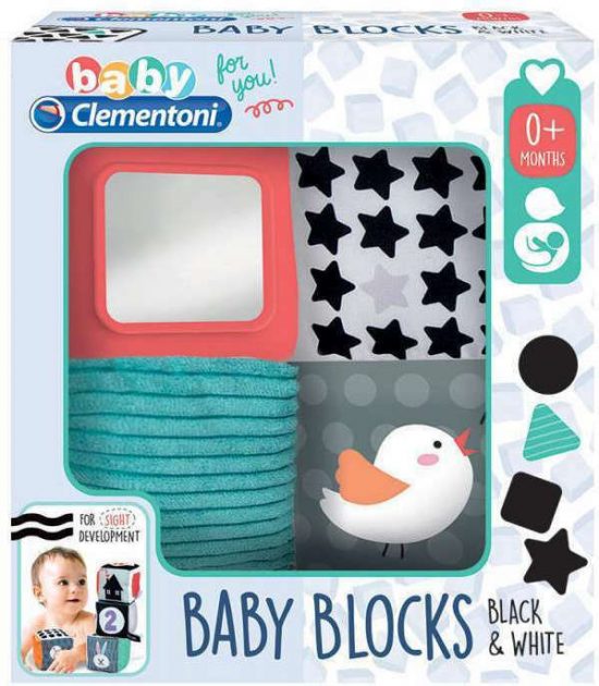 Baby Clementoni For You Βρεφικό Παιχνίδι Μαλακοί Κύβοι Λευκό Και Μαύρο 0m+ 1000-17321, As Company