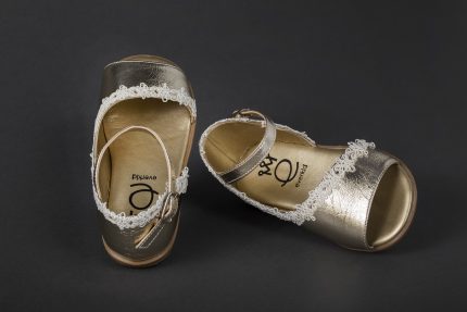 Χειροποίητο Βαπτιστικό παπουτσάκι για κορίτσι περπατήματος Χρυσό 2065Χ, Everkid