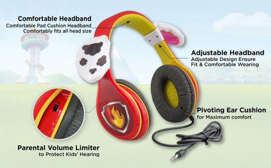 Paw Patrol Marshall Ενσύρματα Ακουστικά με Ασφαλή Μέγιστη Ένταση (Κόκκινο/Κίτρινο) 3+ - eKids