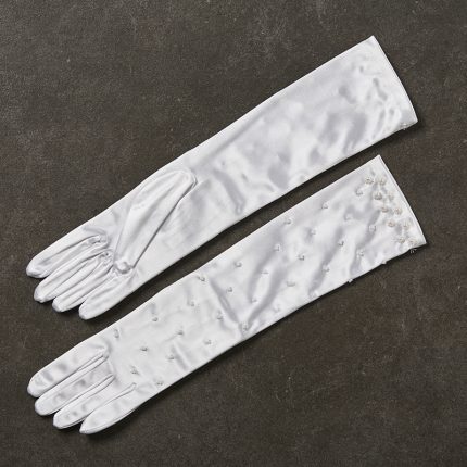 Νυφικά Γάντια με Χάντρες Λευκά 2116-14