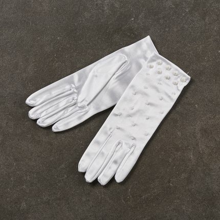 Νυφικά Γάντια Κοντά με Χάντρες Λευκά 2116-9