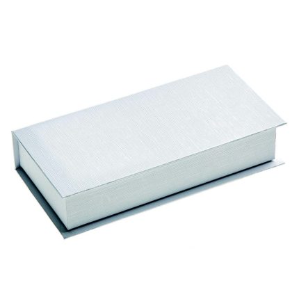 Rectangular silver air filter with pleated metal panels.