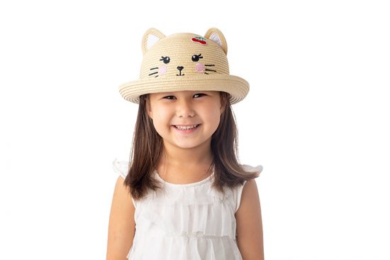 Ψάθινο Καπέλο UPF 50+ – Cat - FlapJackKids