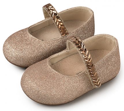 Babywalker - Βαπτιστικό παπουτσάκι για κορίτσι για πρώτα βήματα Υφασμάτινο γοβάκι με κρυστάλλινη μπαρετα PRI-2557