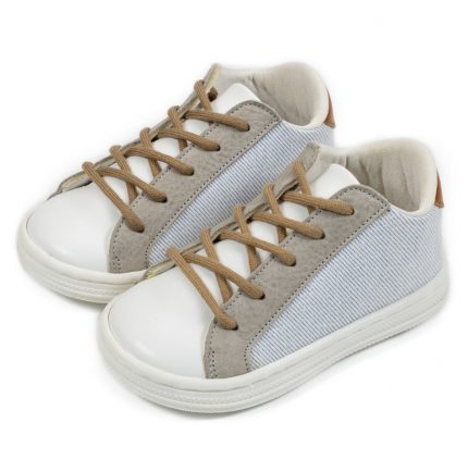 Babywalker Βαπτιστικό Παπουτσάκι Περπατήματος  για Αγόρι - Δετό Tρίχρωμο Sneaker BS-3039