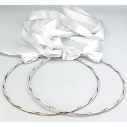 Χειροποίητα Οικονομικά Μεταλλικά Στέφανα με Χρυσή Βέργα και Λευκή Κορδέλα | ΣΤ381