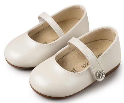 Babywalker Βαπτιστικό παπουτσάκι περπατήματος για κορίτσι Παπουτσάκι με Μπαρέτα και Στρασένιο Κουμπί Εκρού BS3502