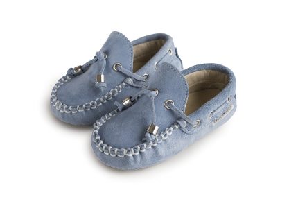 Babywalker Βαπτιστικό παπουτσάκι περπατήματος για αγόρι καστόρινο δετό loafer Σιελ BW4139