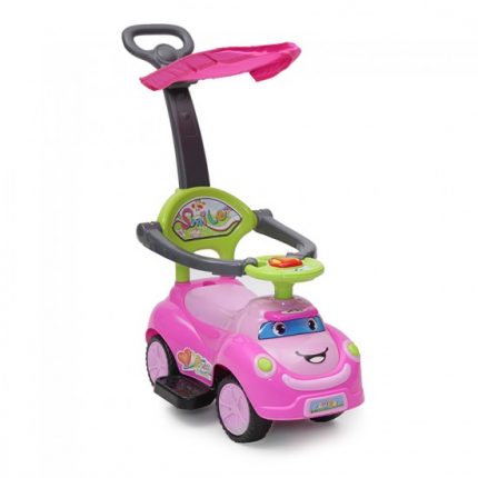 Moni Περπατούρα Αυτοκινητάκι Με Λαβή Γονέα Ride on Car Smile Pink 3800146241407