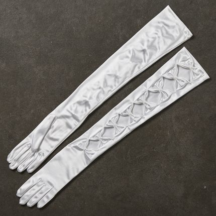 Νυφικά Γάντια με Φιογκάκια Λευκά 4466-20