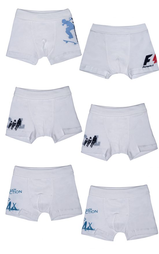 Παιδικά Boxers Formula 1 Λευκό 6 τμχ Βαμβακερά 100% - Pretty Baby