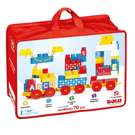 Dolu Toy Τσάντα με 70 Τουβλάκια Τρένο 001.5028 12m+