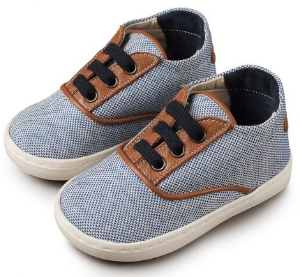 Babywalker Βαπτιστικό παπουτσάκι περπατήματος για αγόρι Δετό Sneaker από Ύφασμα & Δέρμα EXC-5065