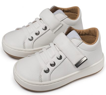 Babywalker Βαπτιστικό περπατήματος για αγόρι δερμάτινο sneaker με μπαρέτα χρατς EXC5163 Λευκό