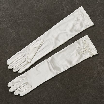 Νυφικά Γάντια με Κεντημένες Χάντρες σε Λευκό και Εκρού 5246-14