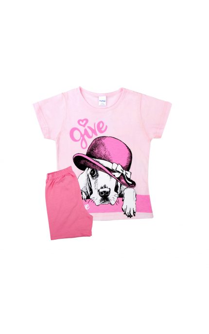 Πιτζάμα Παιδική Καλοκαιρινή Σετ 2 τεμαχίων με Τύπωμα για Κορίτσι Ροζ Ψιλή Πλέξη Υφάσματος, Βαμβακερό 100% - Pretty Baby