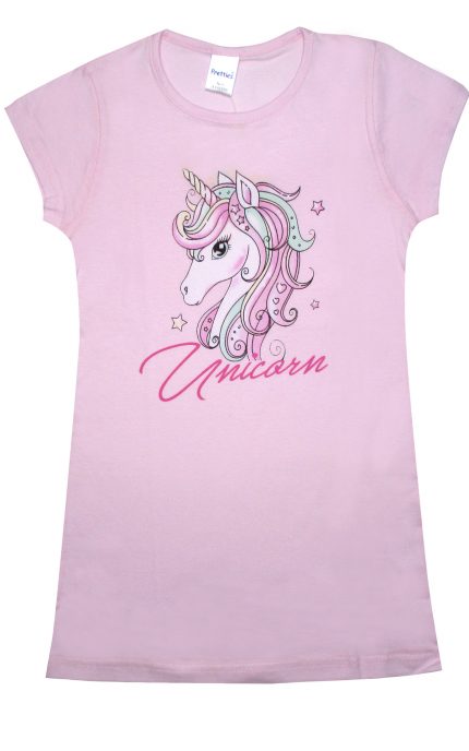 Παιδική Νυχτικιά Unicorn για Κορίτσι Ροζ Ανοιχτό Ψιλή Πλέξη Υφάσματος, Βαμβακερό 100% - Pretty Baby