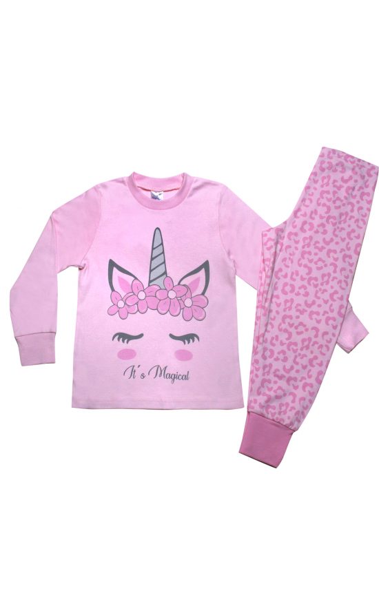 Πιτζάμα Παιδική Χειμερινή με Τύπωμα Magical για Κορίτσι Ροζ, Βαμβακερή 100% - Pretty Baby