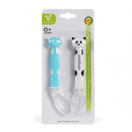 Cangaroo Σετ 2 Κουτάλια Σιλικόνης Baby Panda Boy 6m+ Blue F1607 3800146261870