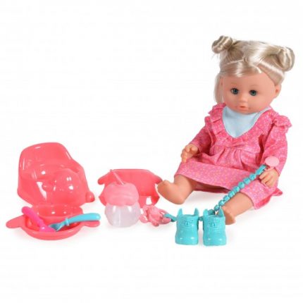 Κούκλα με Αξεσουάρ Φαγητού Ροζ Φόρεμα 36cm 9593 380014622196 - Moni Toys