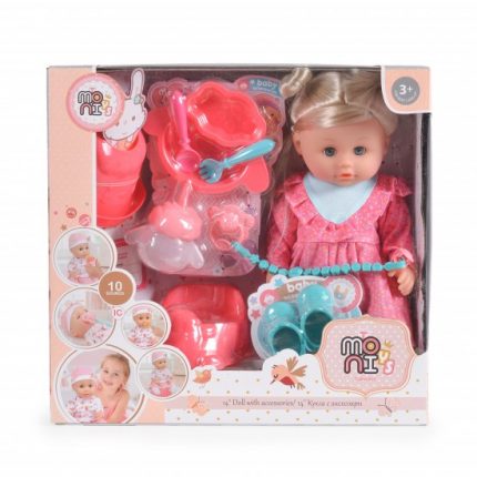 Κούκλα με Αξεσουάρ Φαγητού Ροζ Φόρεμα 36cm 9593 380014622196 - Moni Toys